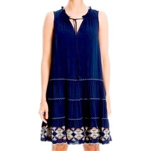 Max Studio Blue Rayon Embroidered Mini Dress size S